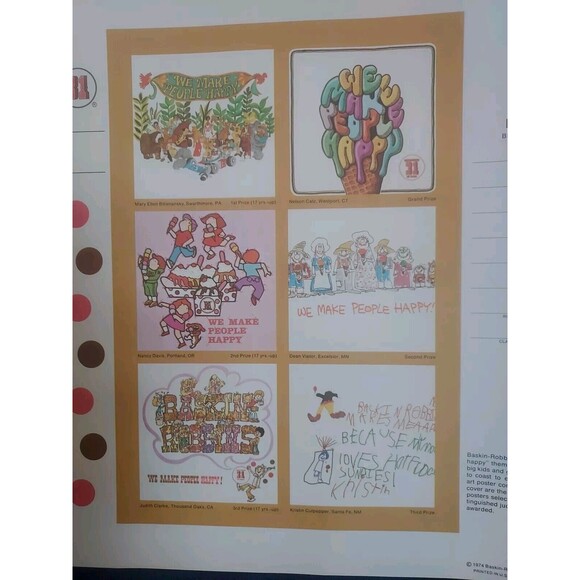 VINTAGE 1974 BASKIN-ROBBINS "We Make People Happy " ICE CREAM BOOK COVER - Picture 4 of 7
